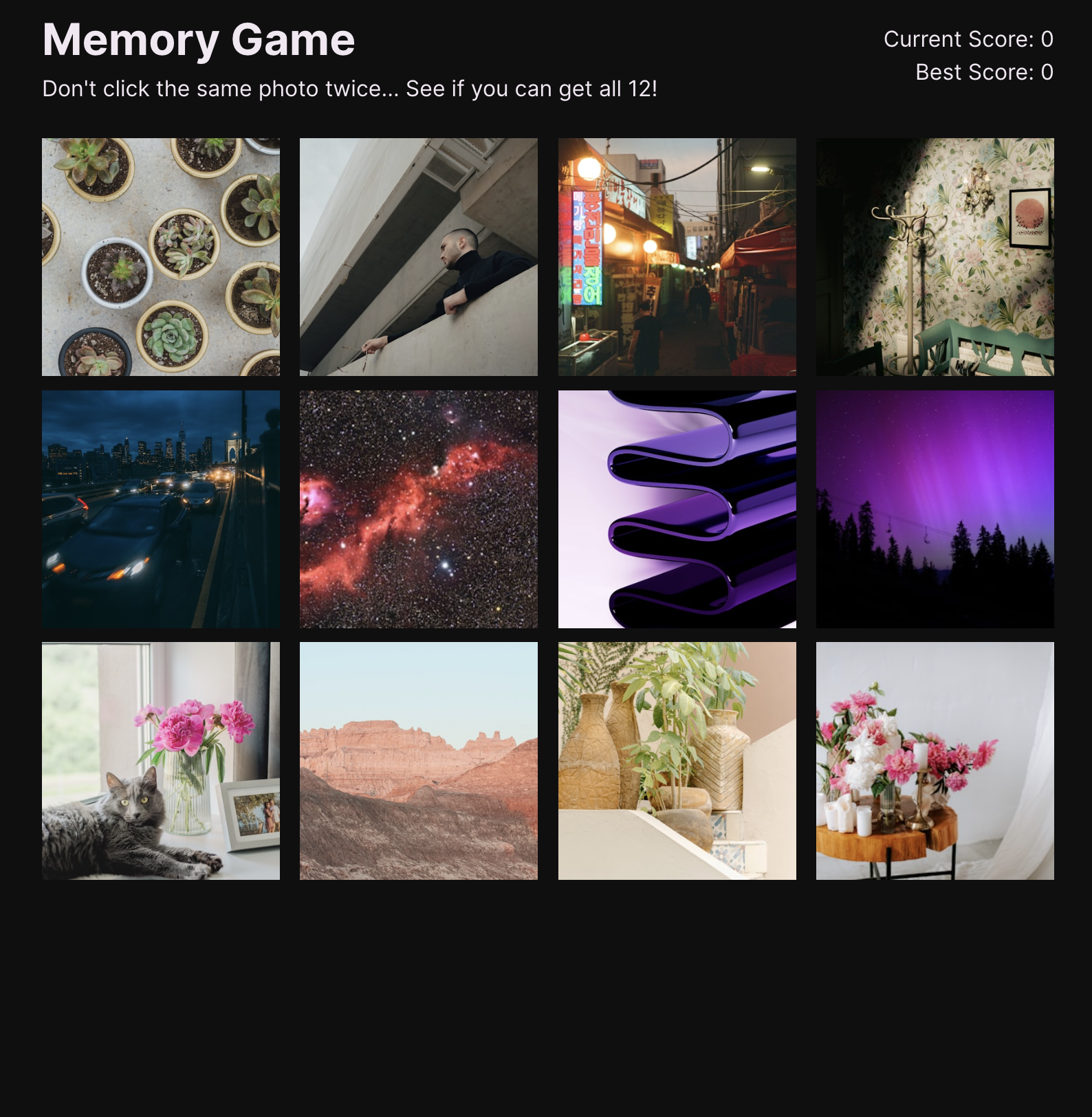 memory game screenshot