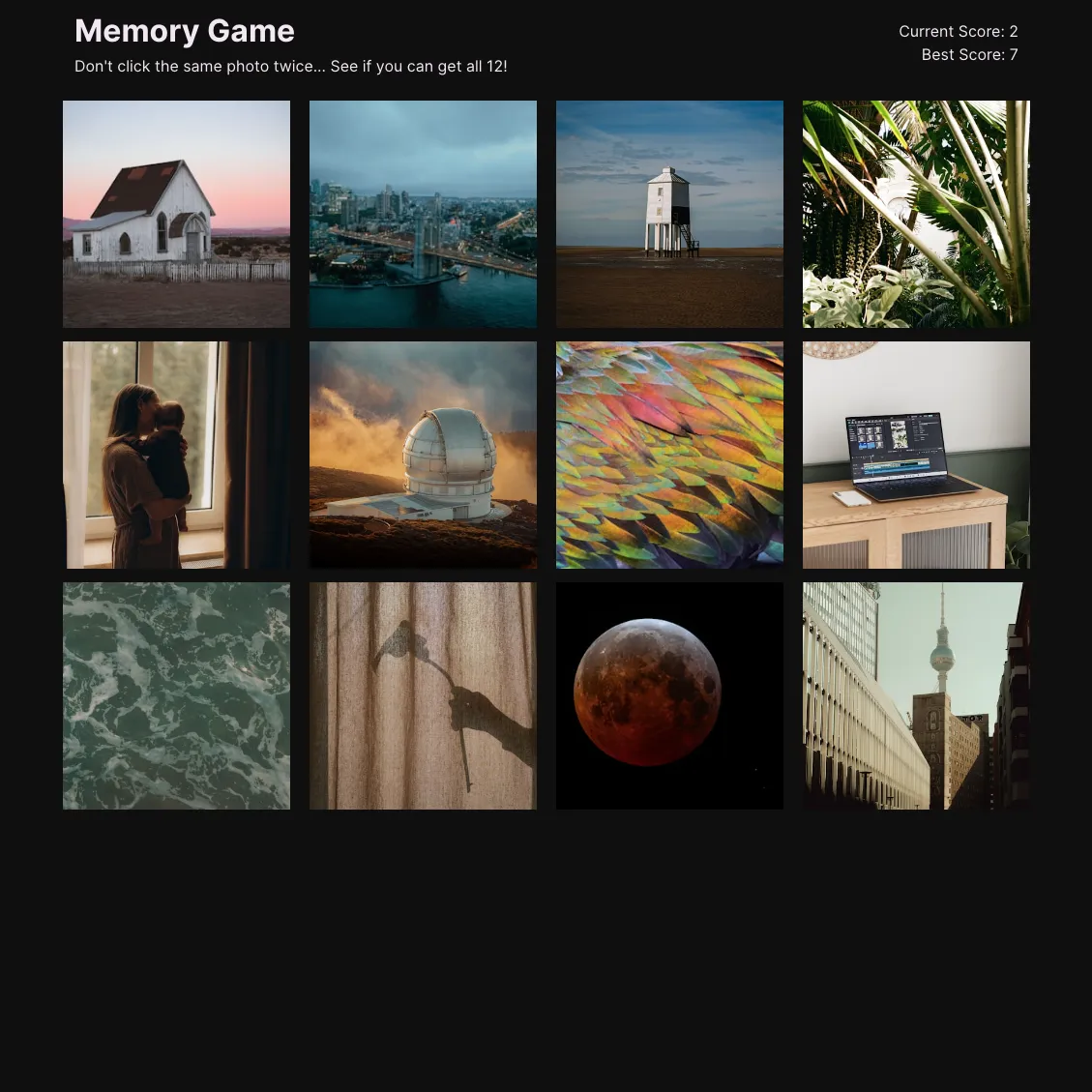 memory game screenshot