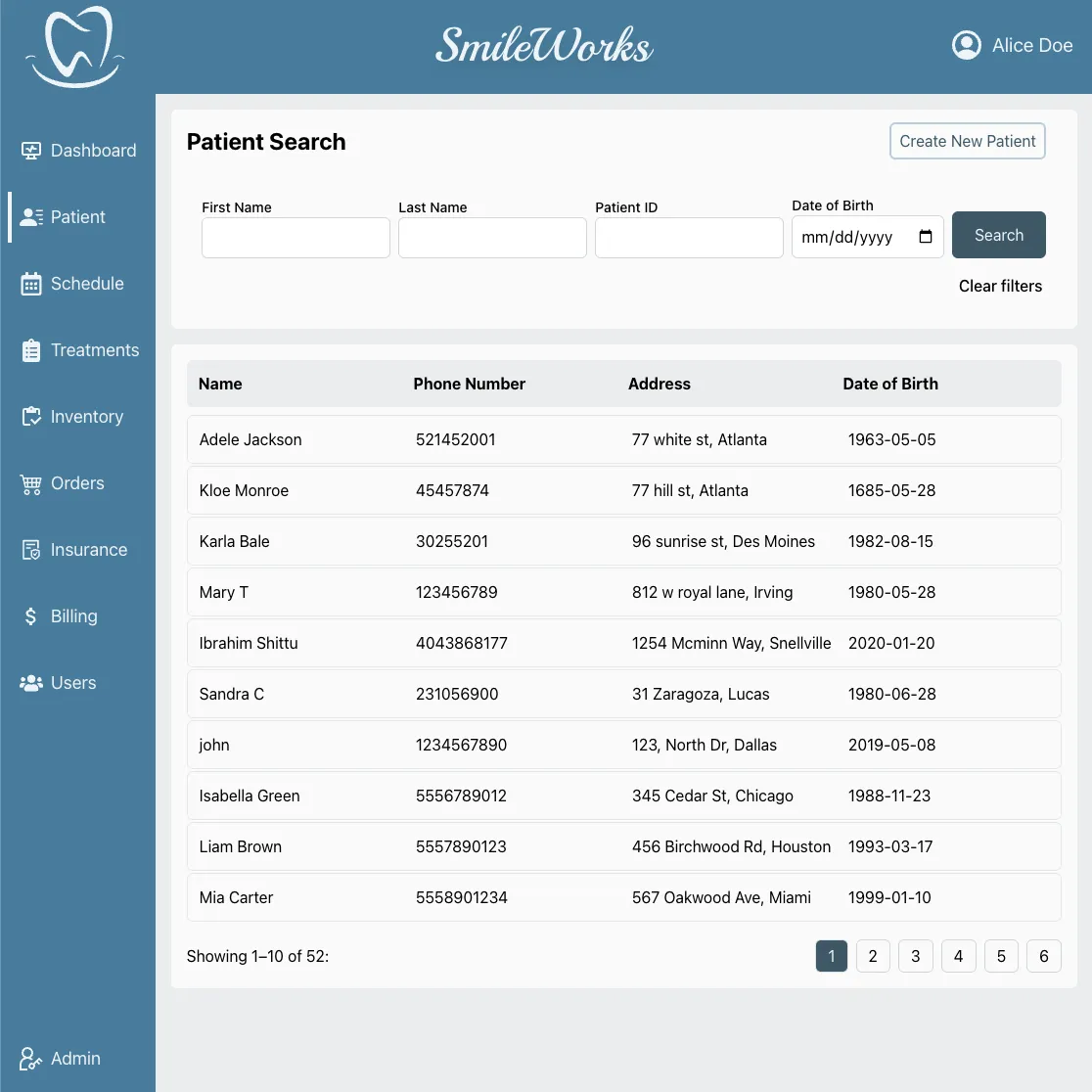 SmileWorks project screenshot